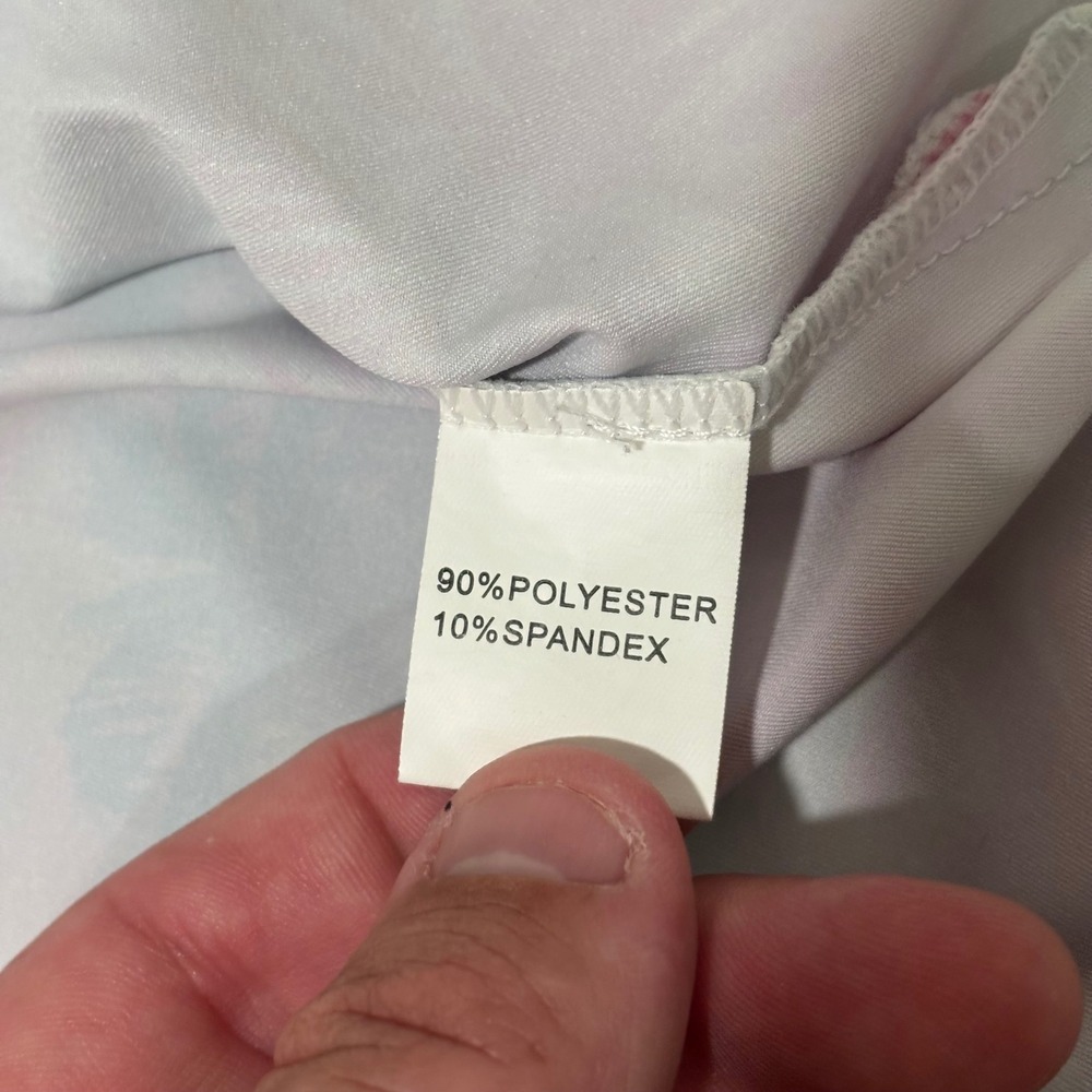 Sunday Swagger Mens Large Pastel Palm Tree‎ Golf Polo Shirt Pink Mint Green L - Picture 7 of 9